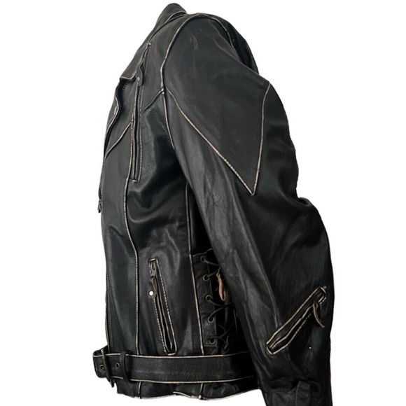 Xelement Jacket Men Size 2XL Vintage Distressed Leather Motorcycle Zip Out Liner - Picture 4 of 9